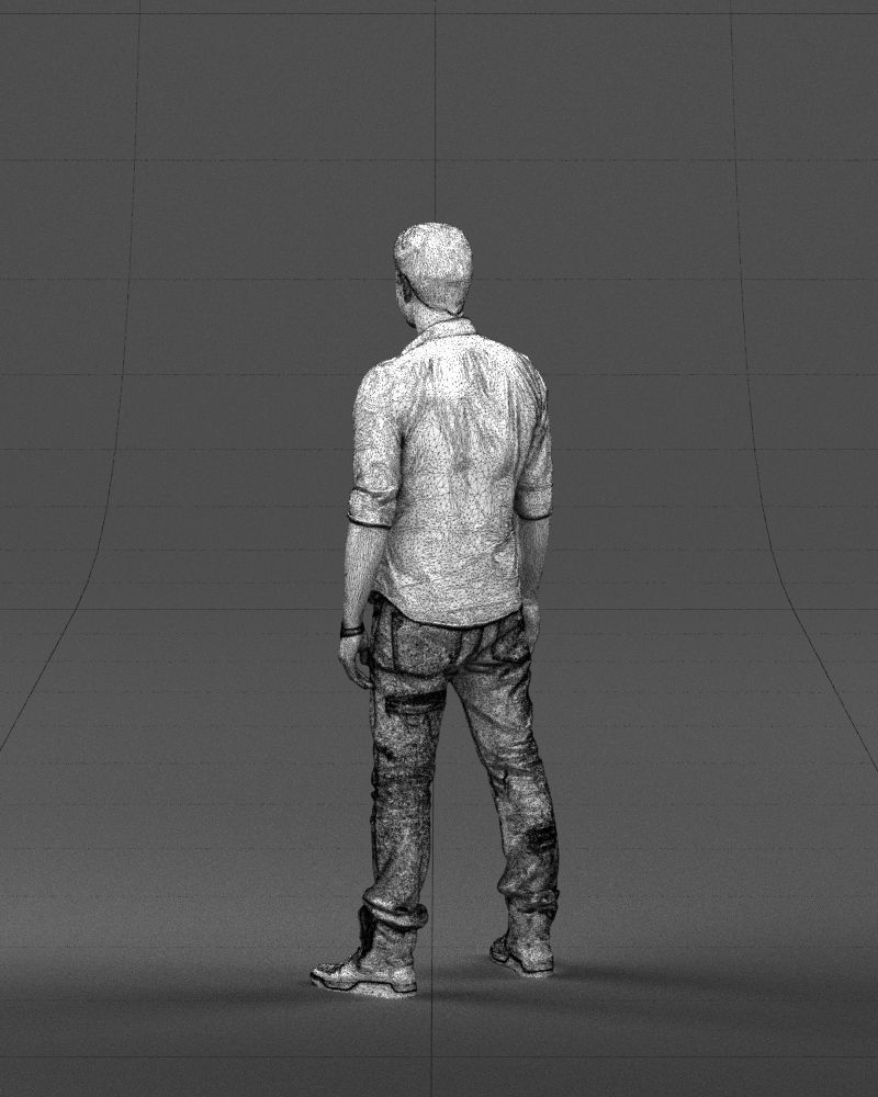 Young man in shirt and sneakers 0429 3D model_23