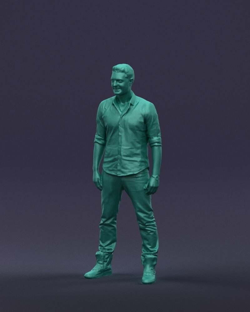 Young man in shirt and sneakers 0429 3D model_34