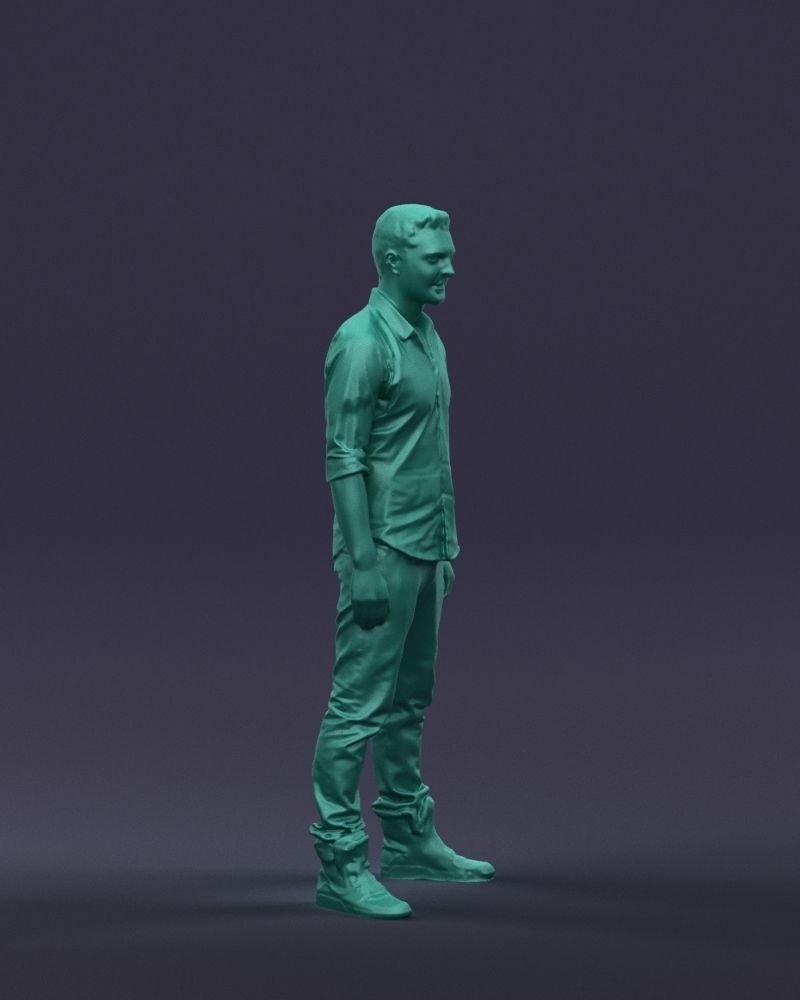 Young man in shirt and sneakers 0429 3D model_7