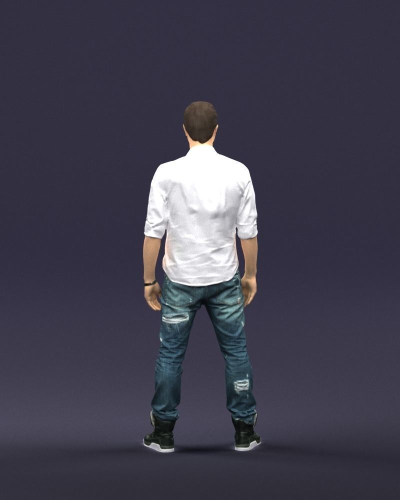 Young man in shirt and sneakers 0429 3D model_18