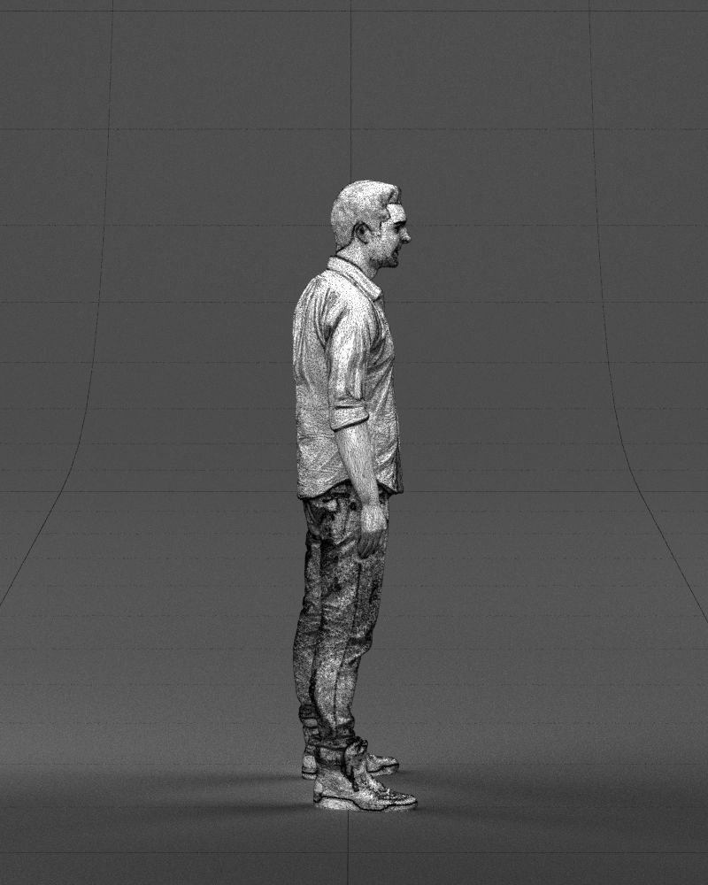 Young man in shirt and sneakers 0429 3D model_11