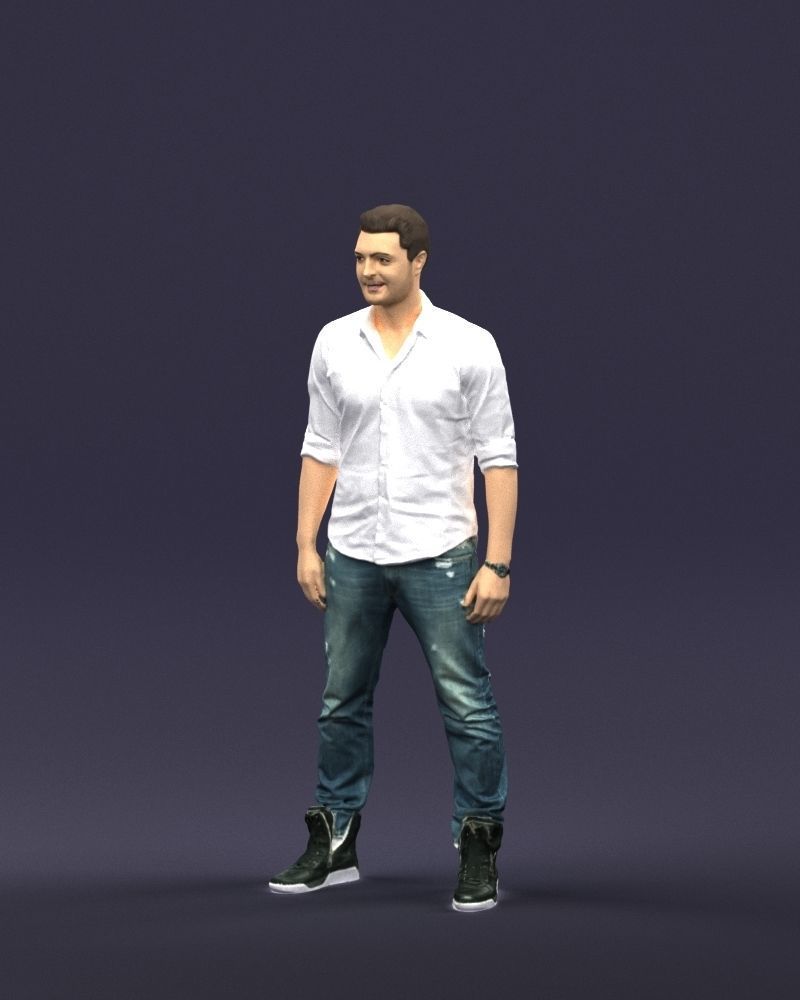 Young man in shirt and sneakers 0429 3D model_33