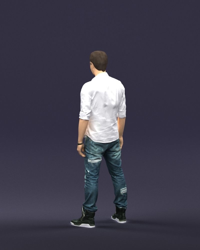 Young man in shirt and sneakers 0429 3D model_21