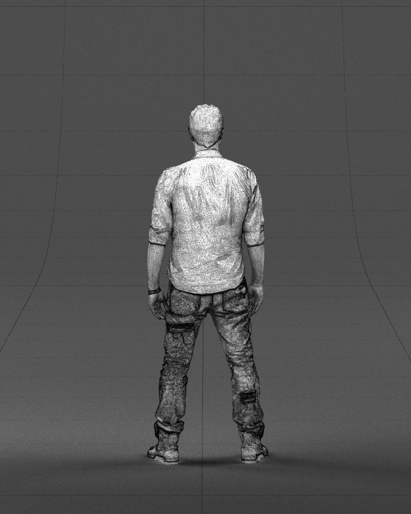 Young man in shirt and sneakers 0429 3D model_20