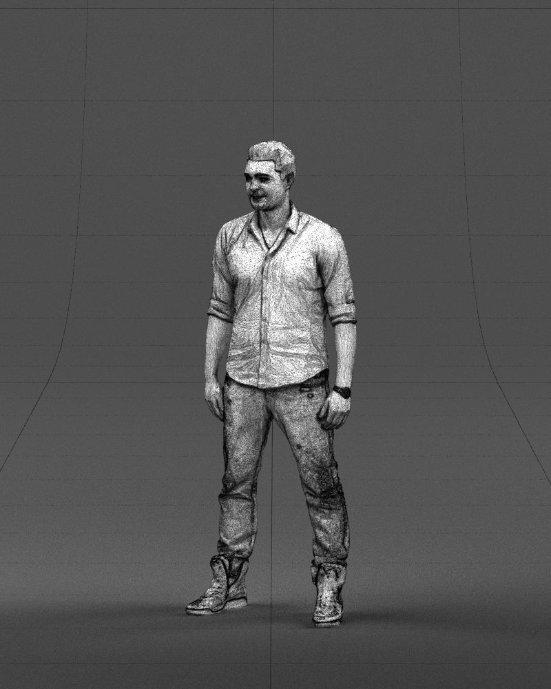 Young man in shirt and sneakers 0429 3D model_35