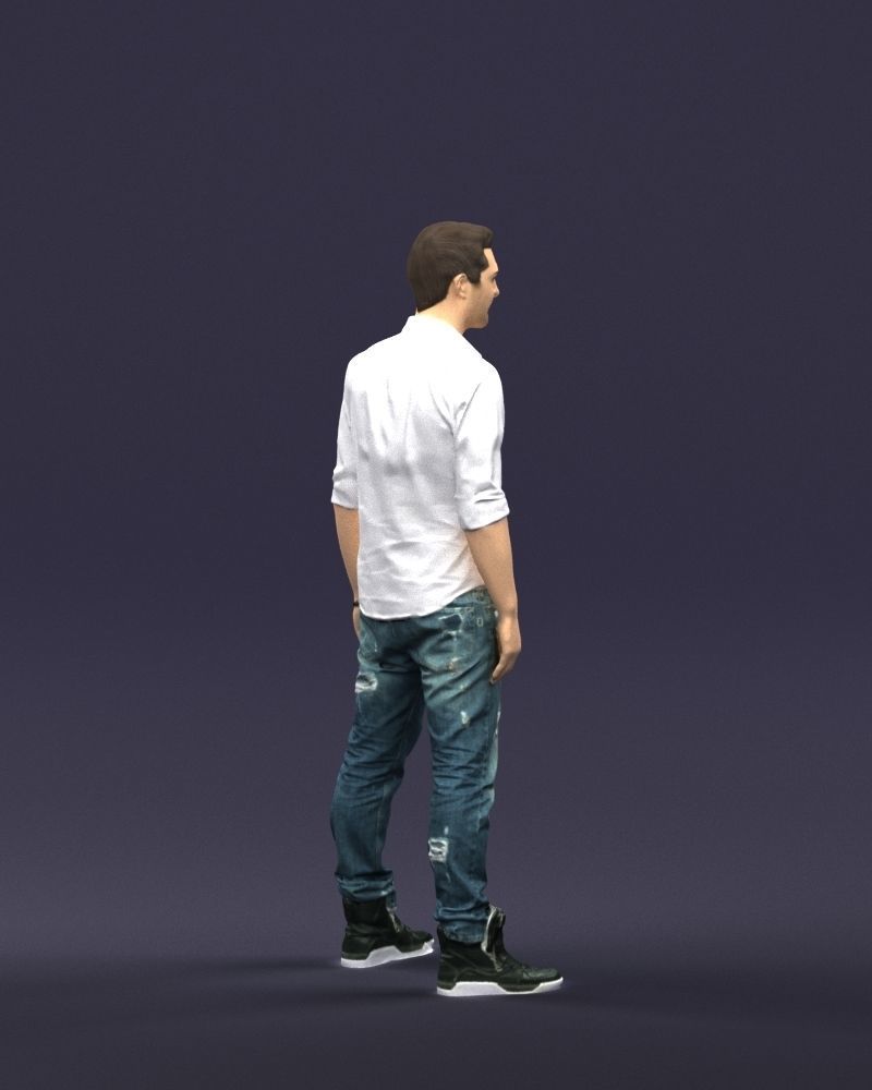 Young man in shirt and sneakers 0429 3D model_12