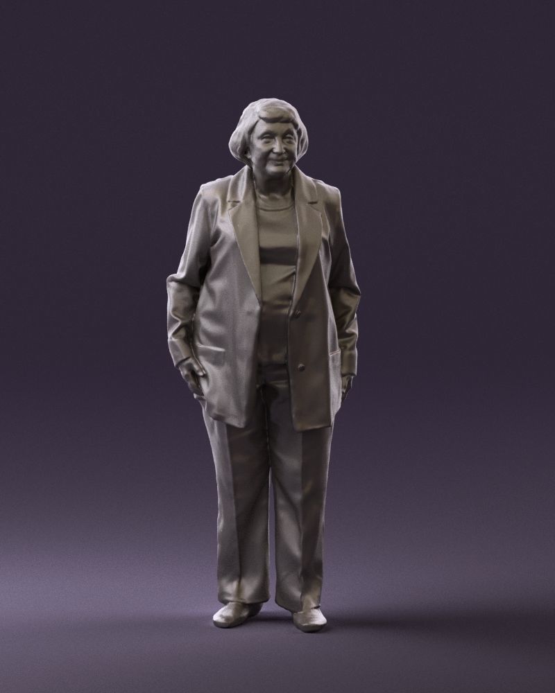 Old woman in red jacket 0449 3D model_34