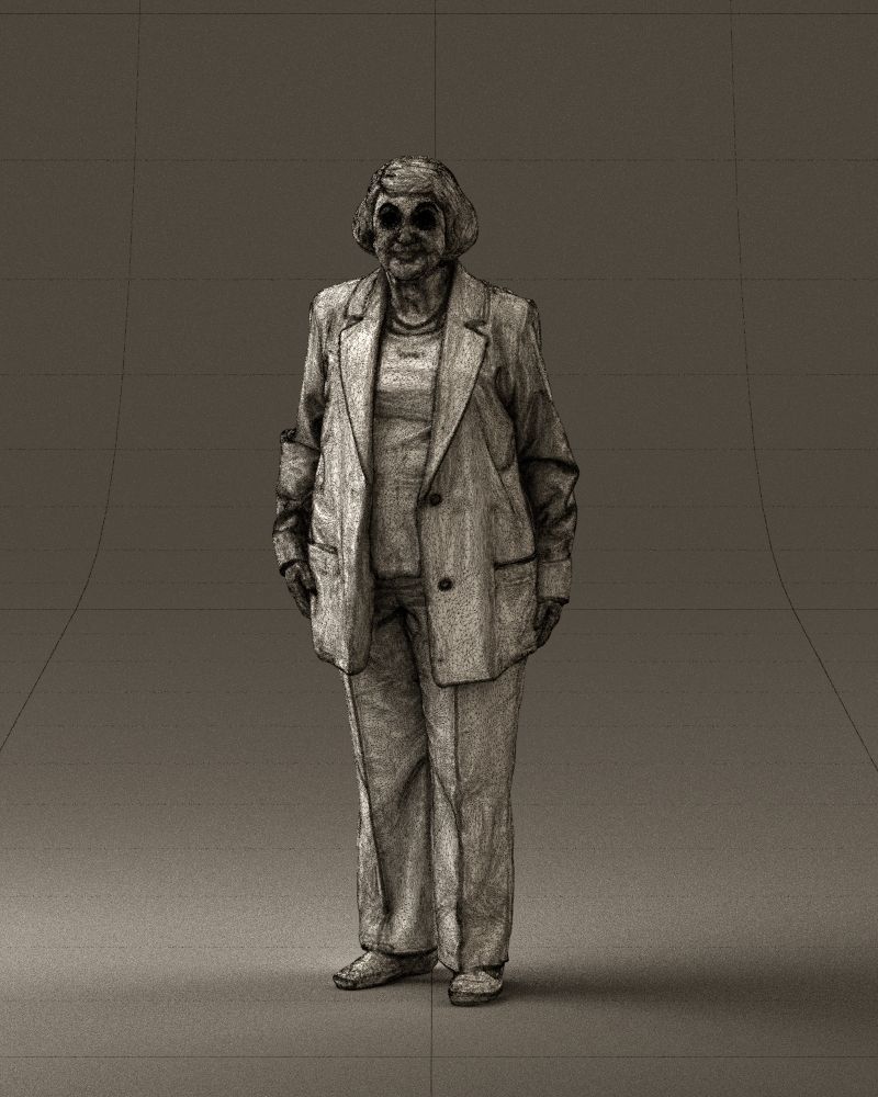 Old woman in red jacket 0449 3D model_32