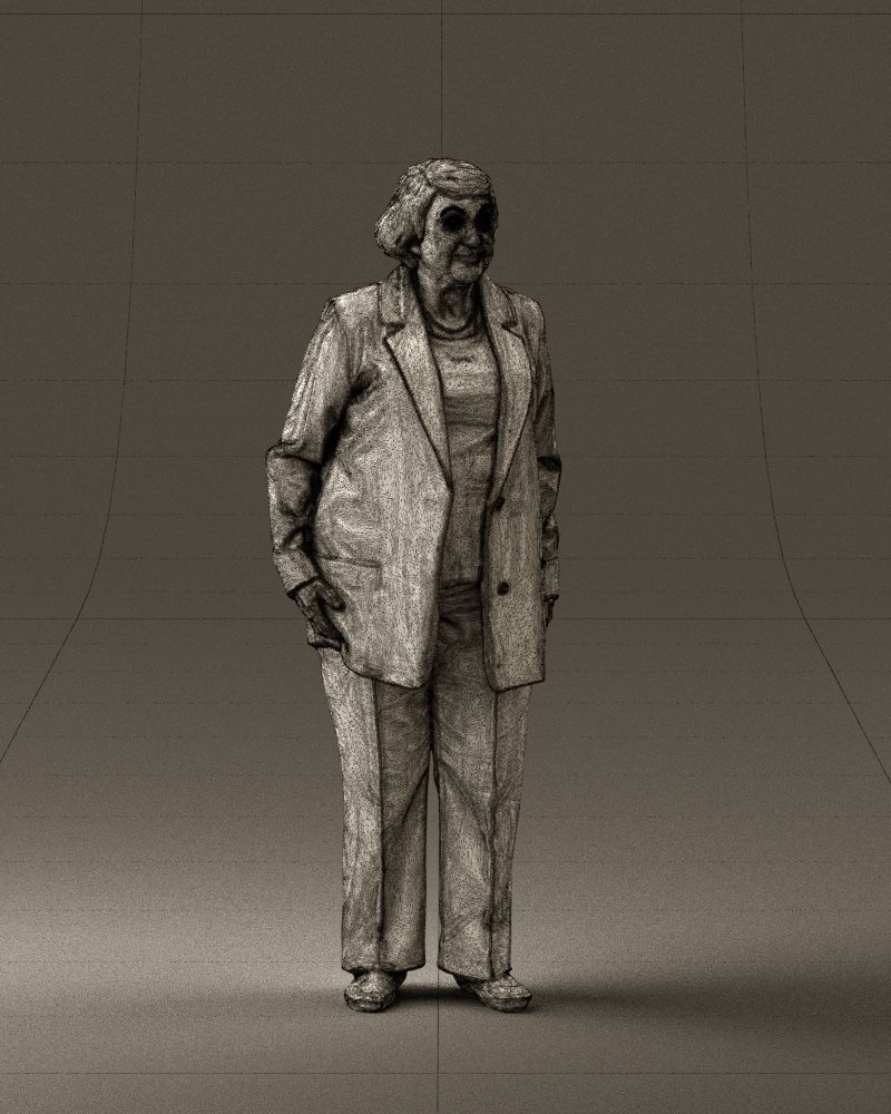 Old woman in red jacket 0449 3D model_5