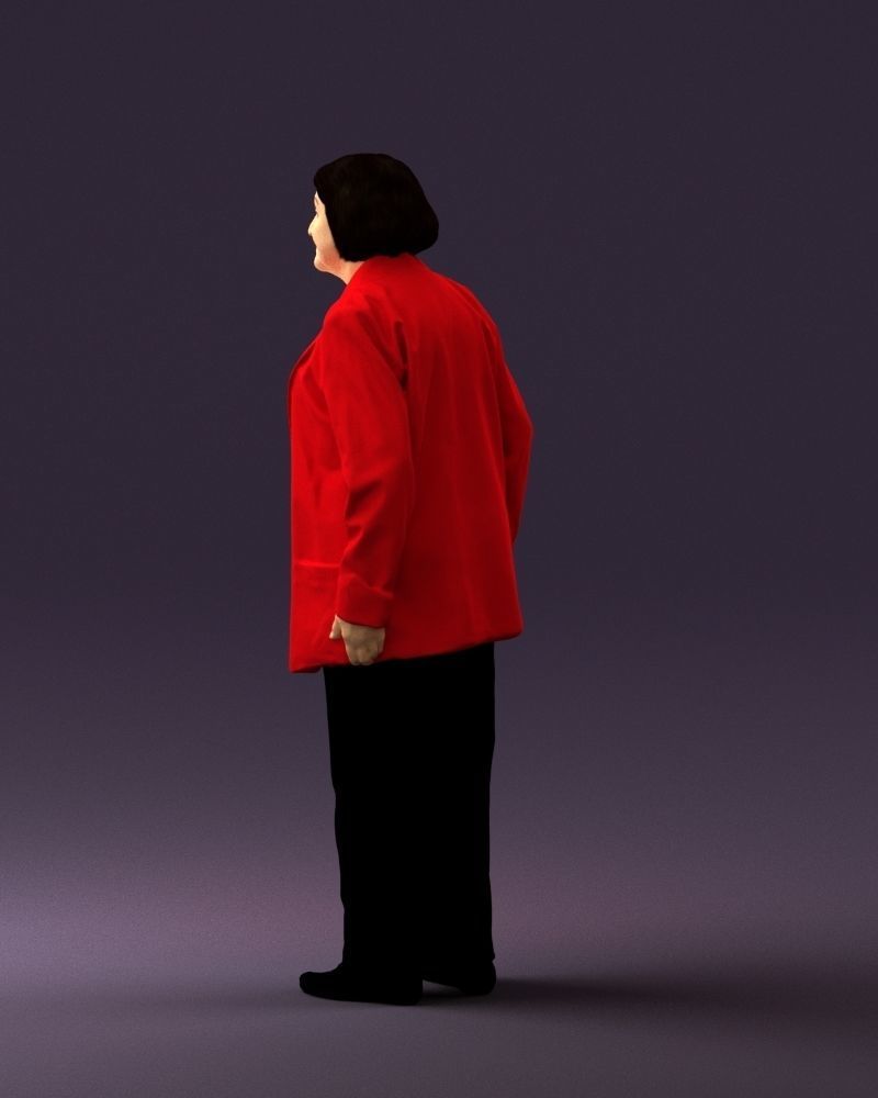 Old woman in red jacket 0449 3D model_21