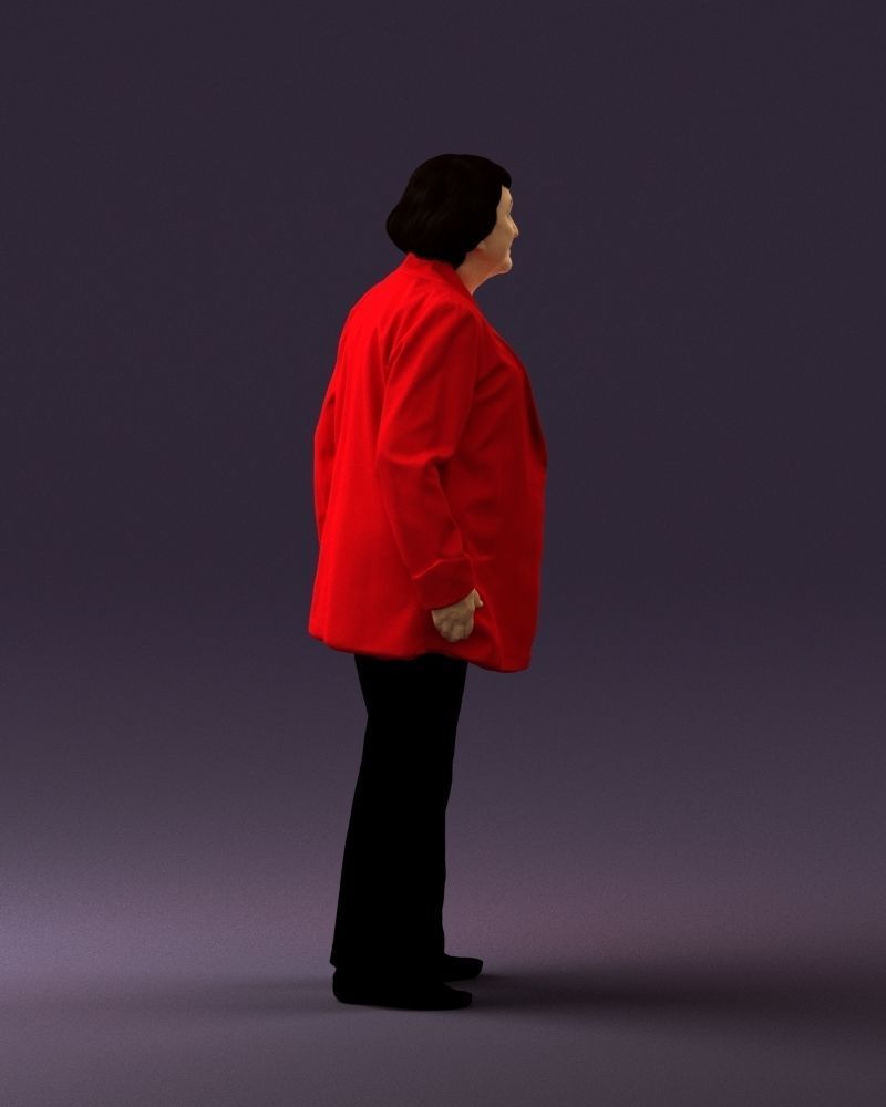 Old woman in red jacket 0449 3D model_12