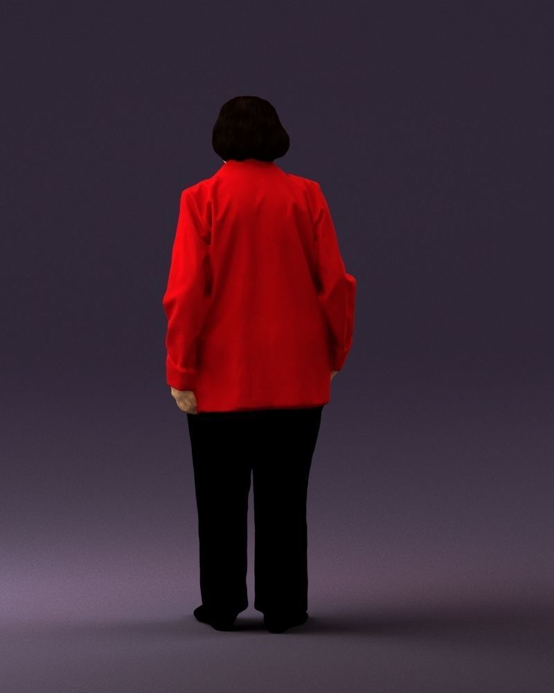 Old woman in red jacket 0449 3D model_18