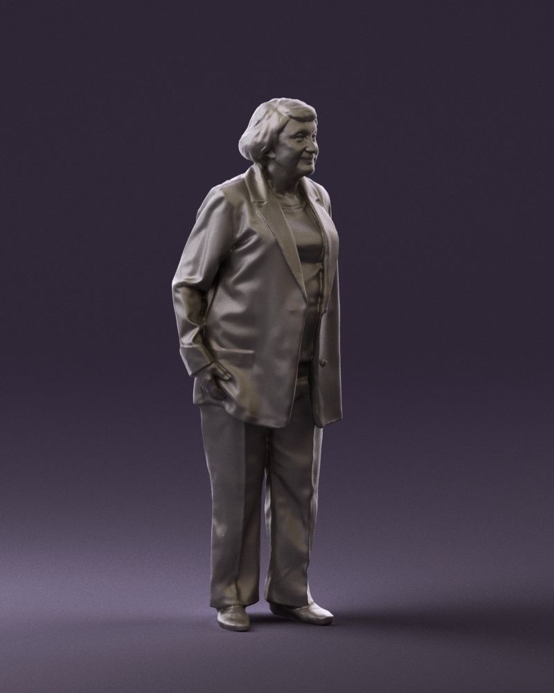 Old woman in red jacket 0449 3D model_7