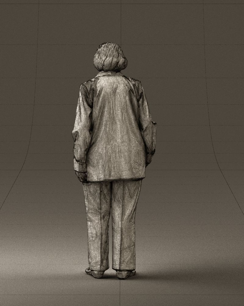 Old woman in red jacket 0449 3D model_20