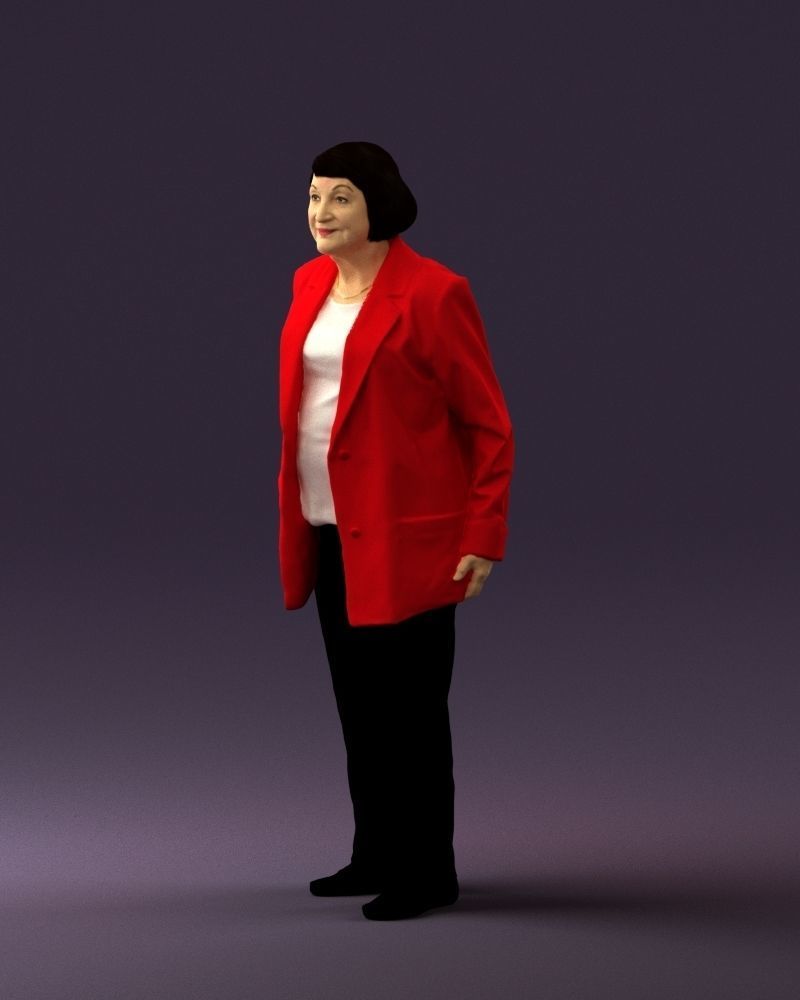 Old woman in red jacket 0449 3D model_27