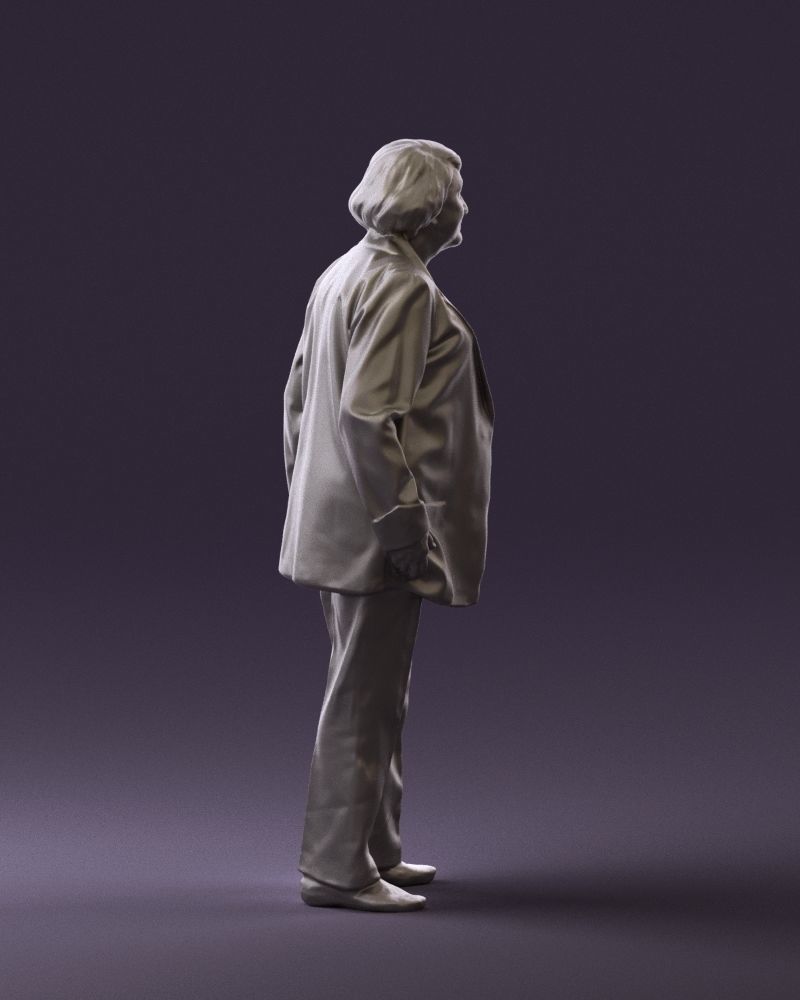 Old woman in red jacket 0449 3D model_13
