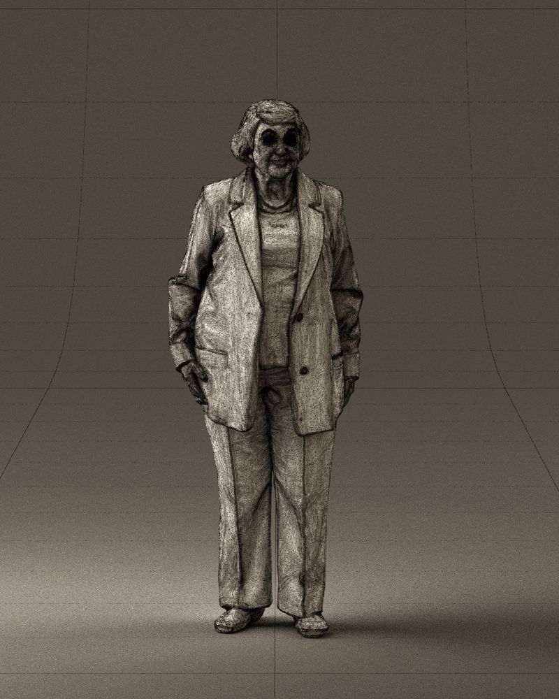 Old woman in red jacket 0449 3D model_35