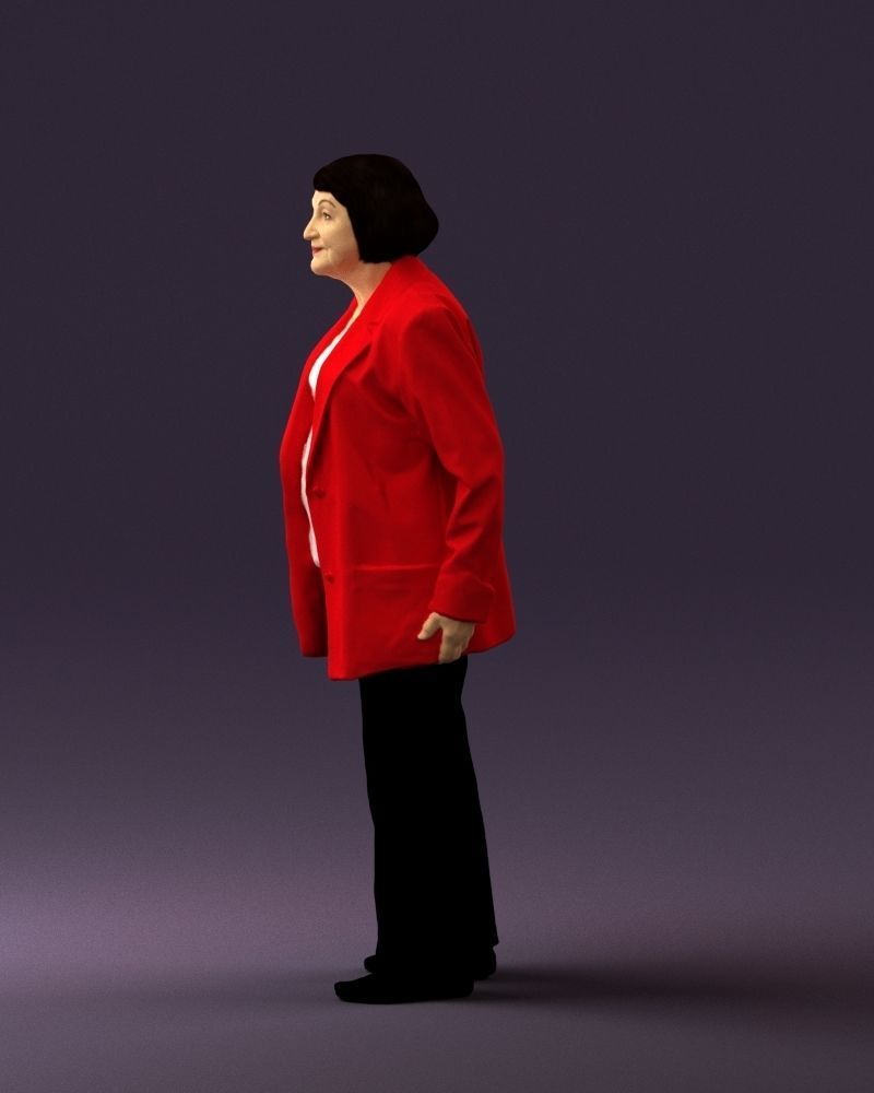 Old woman in red jacket 0449 3D model_24