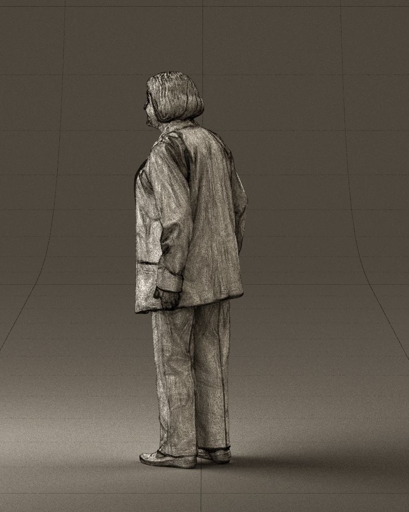 Old woman in red jacket 0449 3D model_23