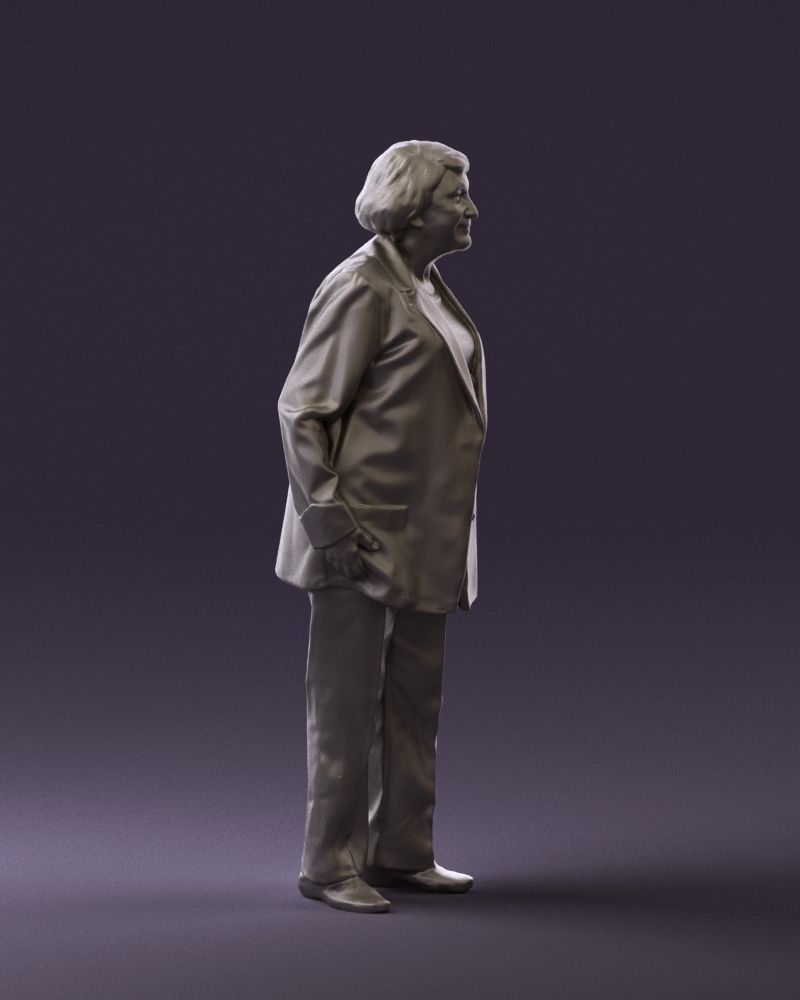 Old woman in red jacket 0449 3D model_10