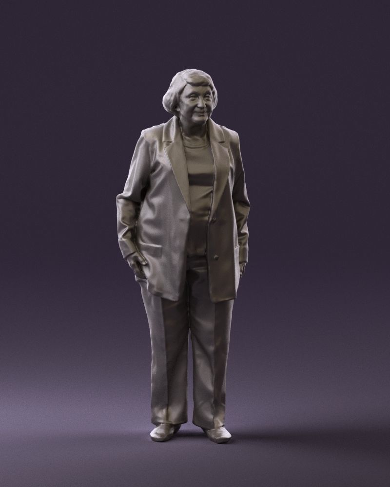 Old woman in red jacket 0449 3D model_1