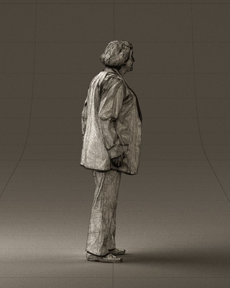 Old woman in red jacket 0449 3D model_14