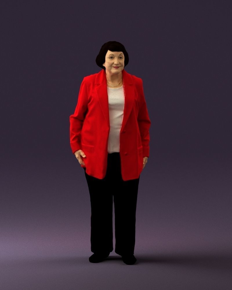 Old woman in red jacket 0449 3D model_33