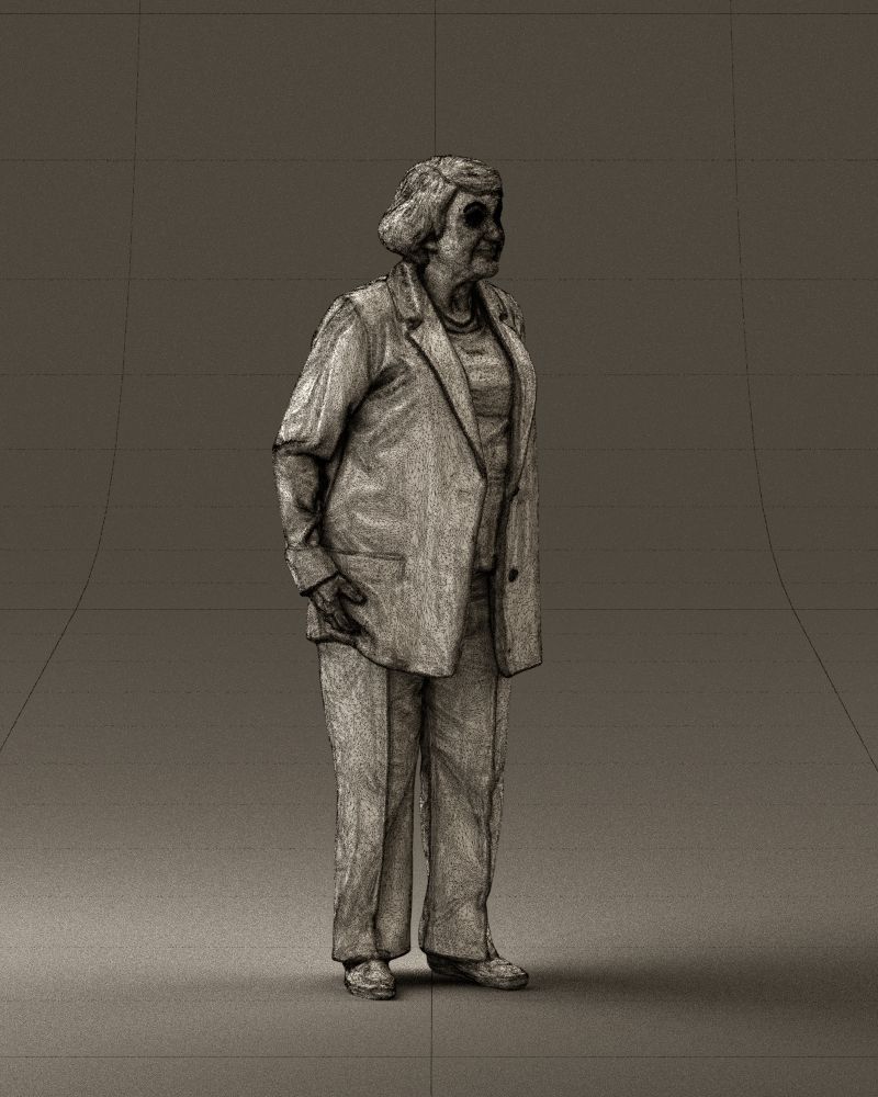 Old woman in red jacket 0449 3D model_8