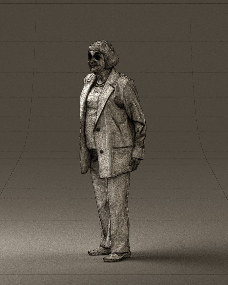 Old woman in red jacket 0449 3D model_29