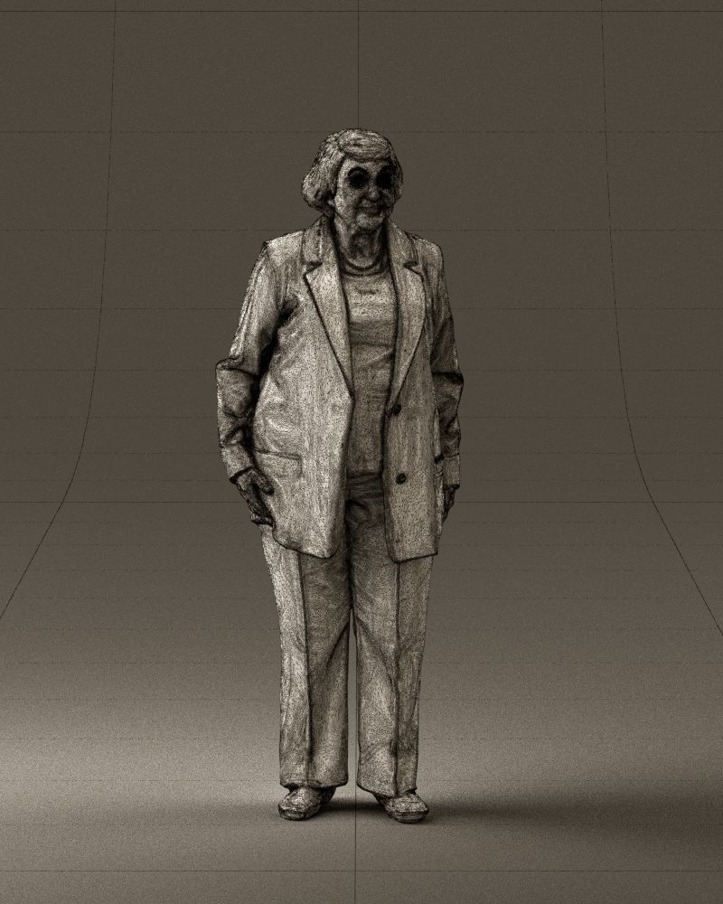 Old woman in red jacket 0449 3D model_2
