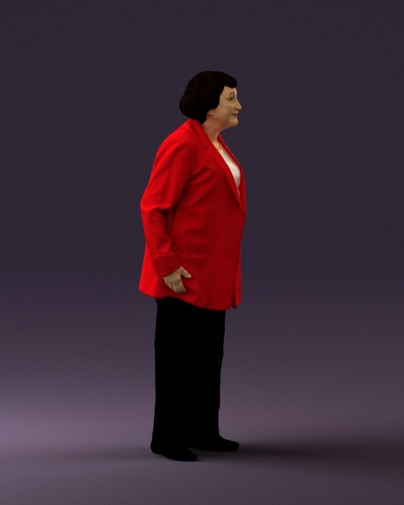 Old woman in red jacket 0449 3D model_9