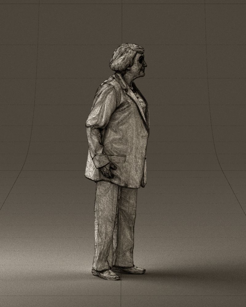 Old woman in red jacket 0449 3D model_11