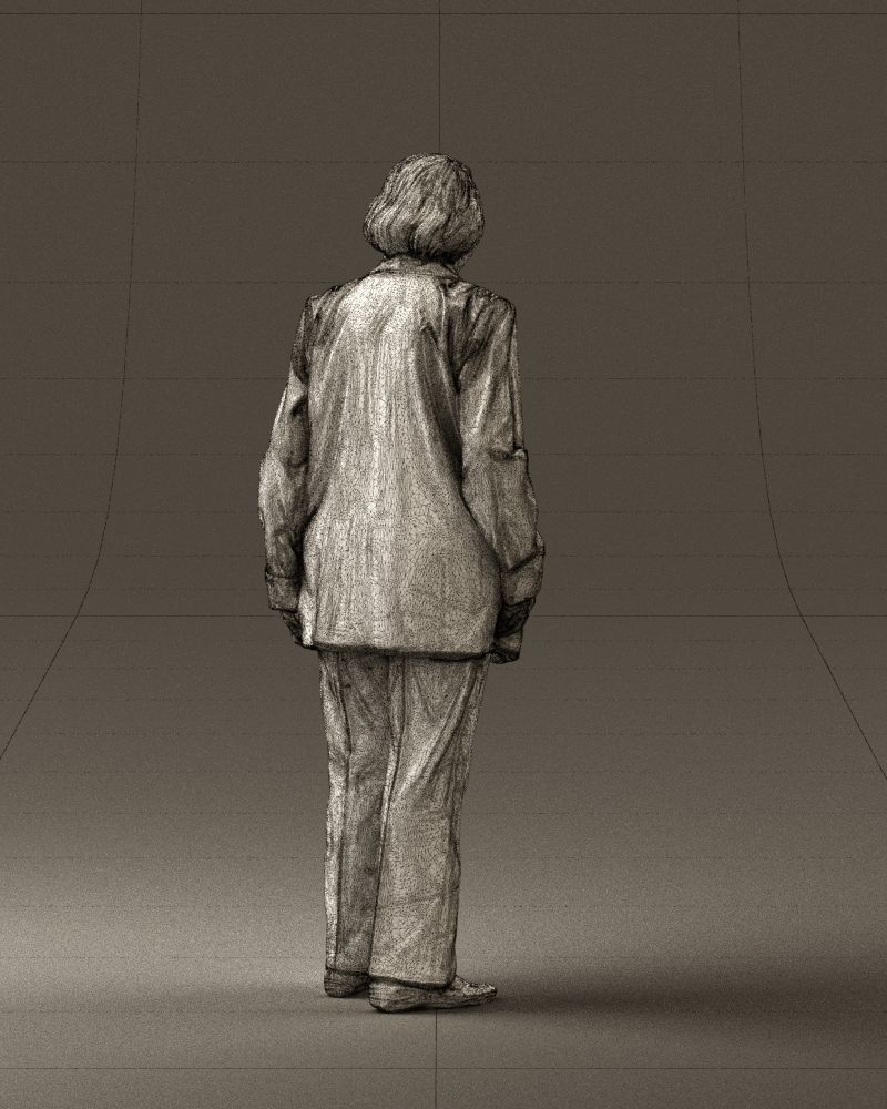 Old woman in red jacket 0449 3D model_17