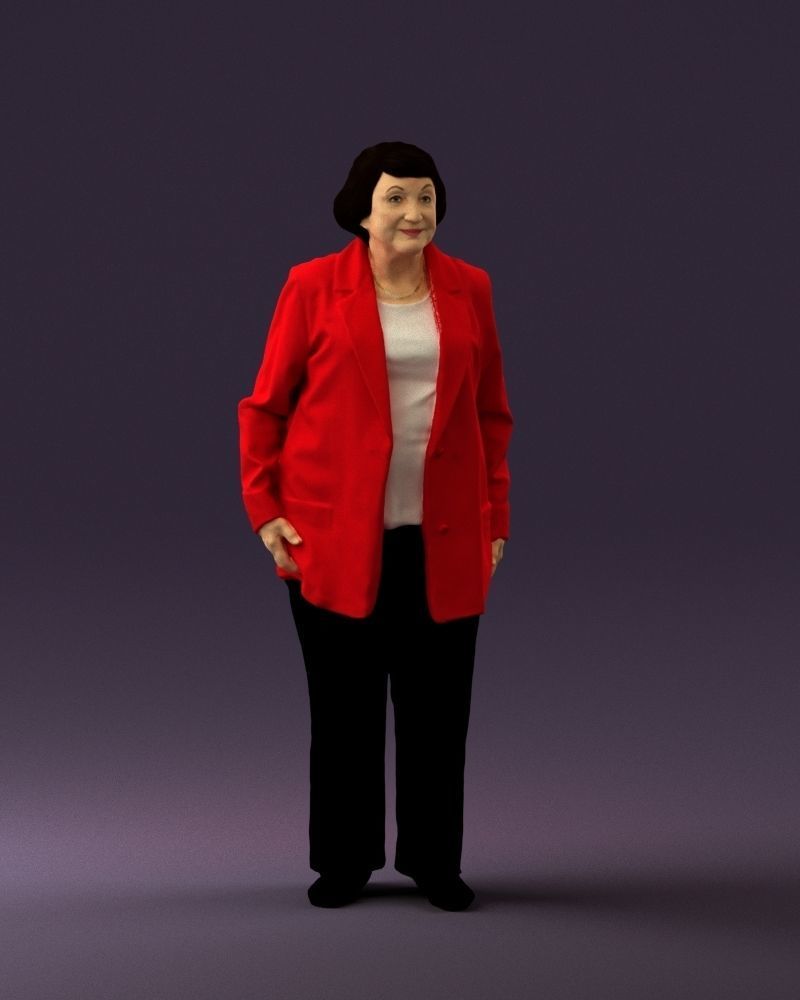 Old woman in red jacket 0449 3D model_36