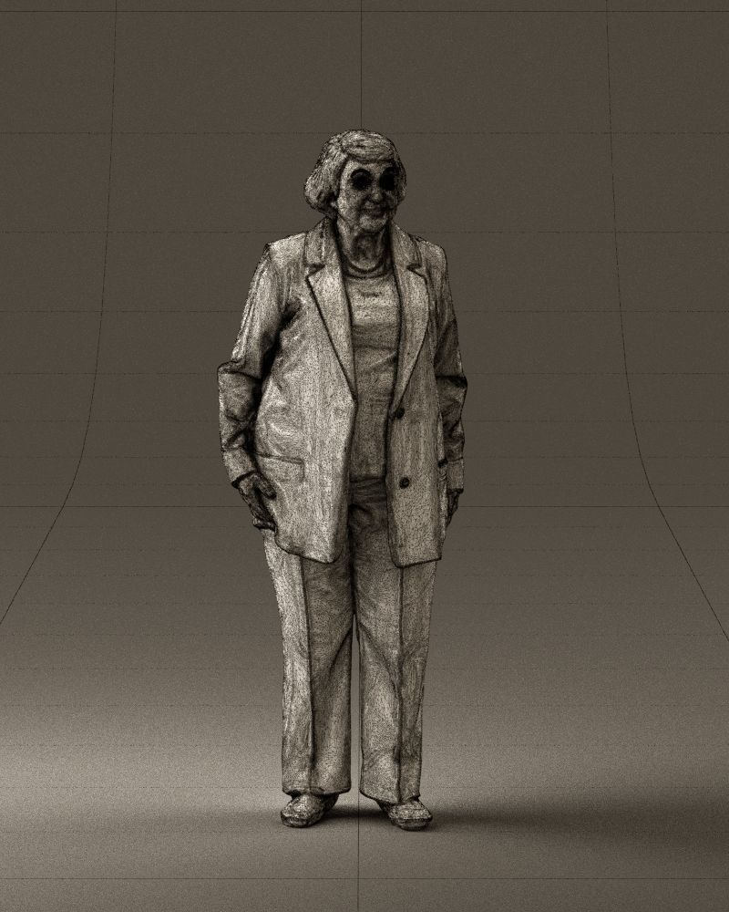 Old woman in red jacket 0449 3D model_38