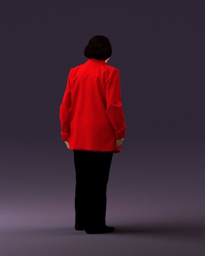 Old woman in red jacket 0449 3D model_15