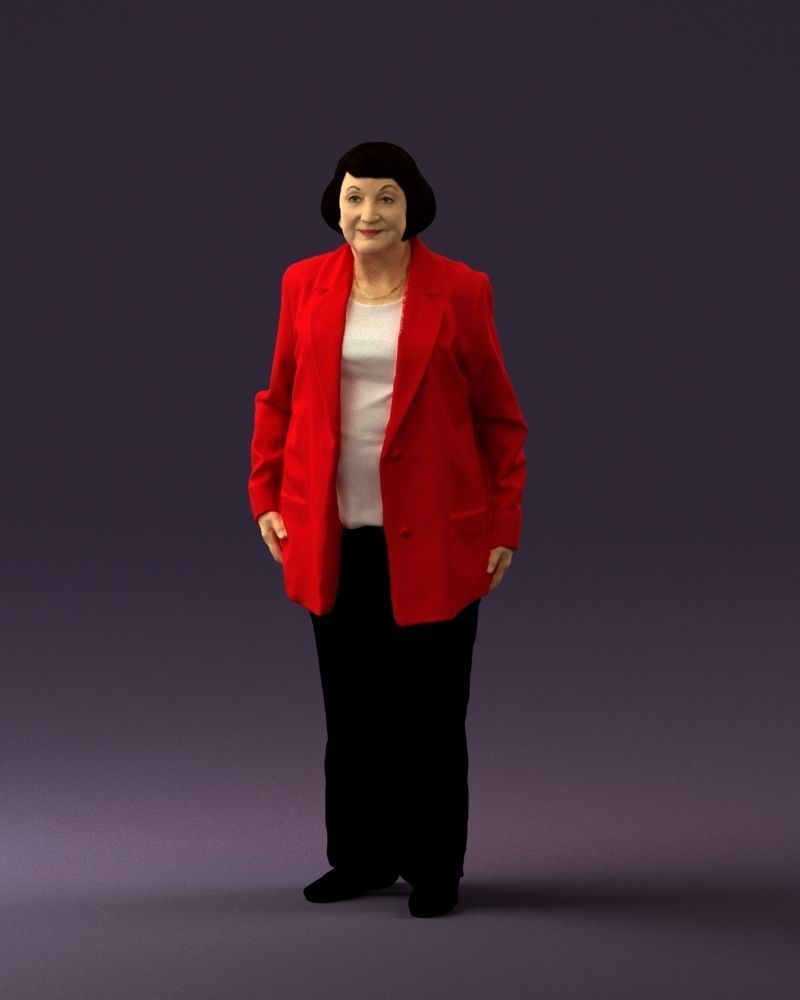 Old woman in red jacket 0449 3D model_30