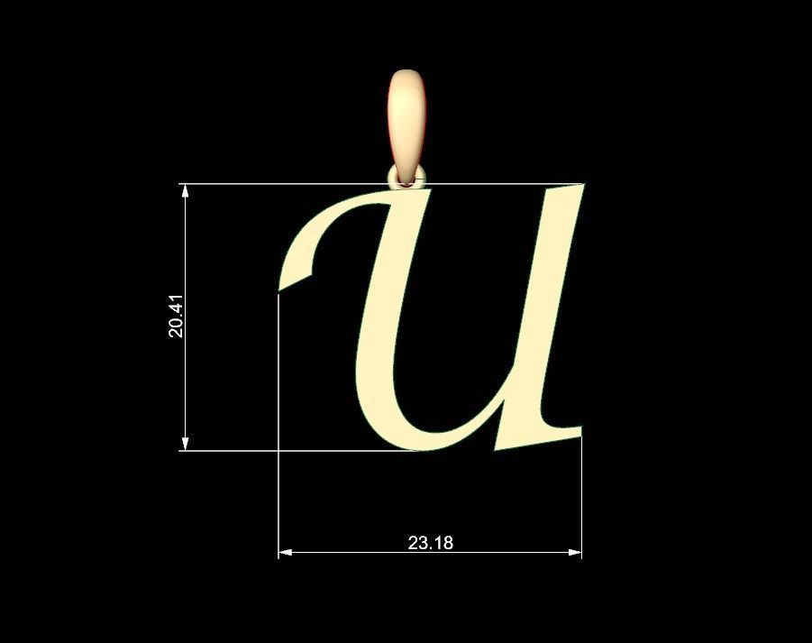Initial Letters Pendant Lucida U 3D print model_4