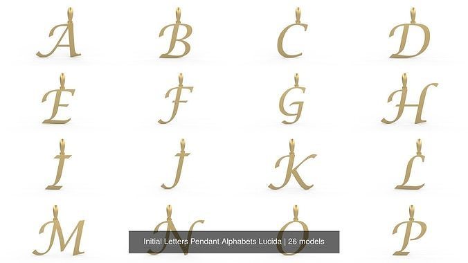 Initial Letters Pendant Alphabets Lucida 3D Model Collection