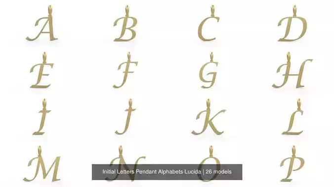 Initial Letters Pendant Alphabets Lucida 3D Model Collection