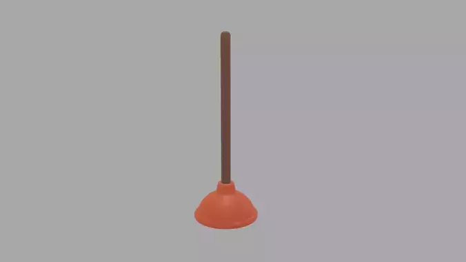 Plunger toilet brush with wooden handle