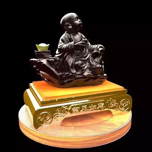 Chinese gold Ingot and monk 