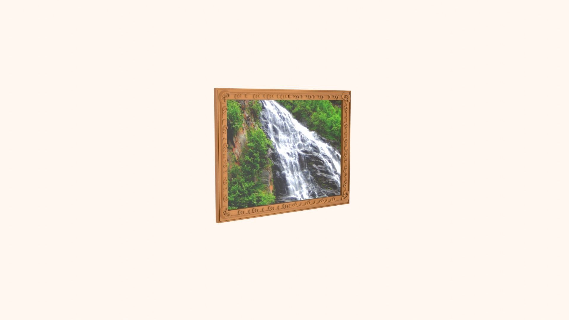 Framed painting Waterfall 3D model_8