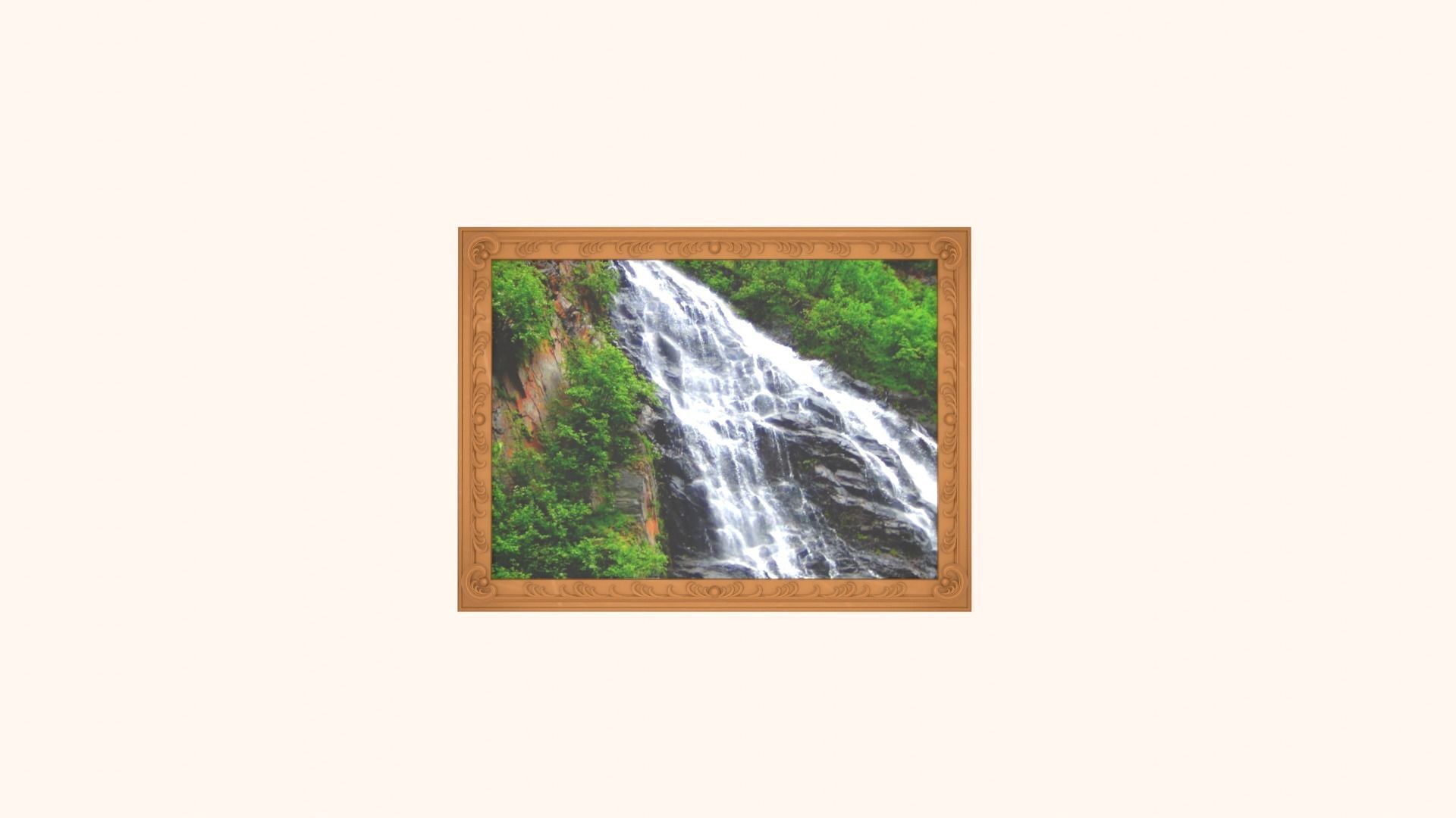 Framed painting Waterfall 3D model_1
