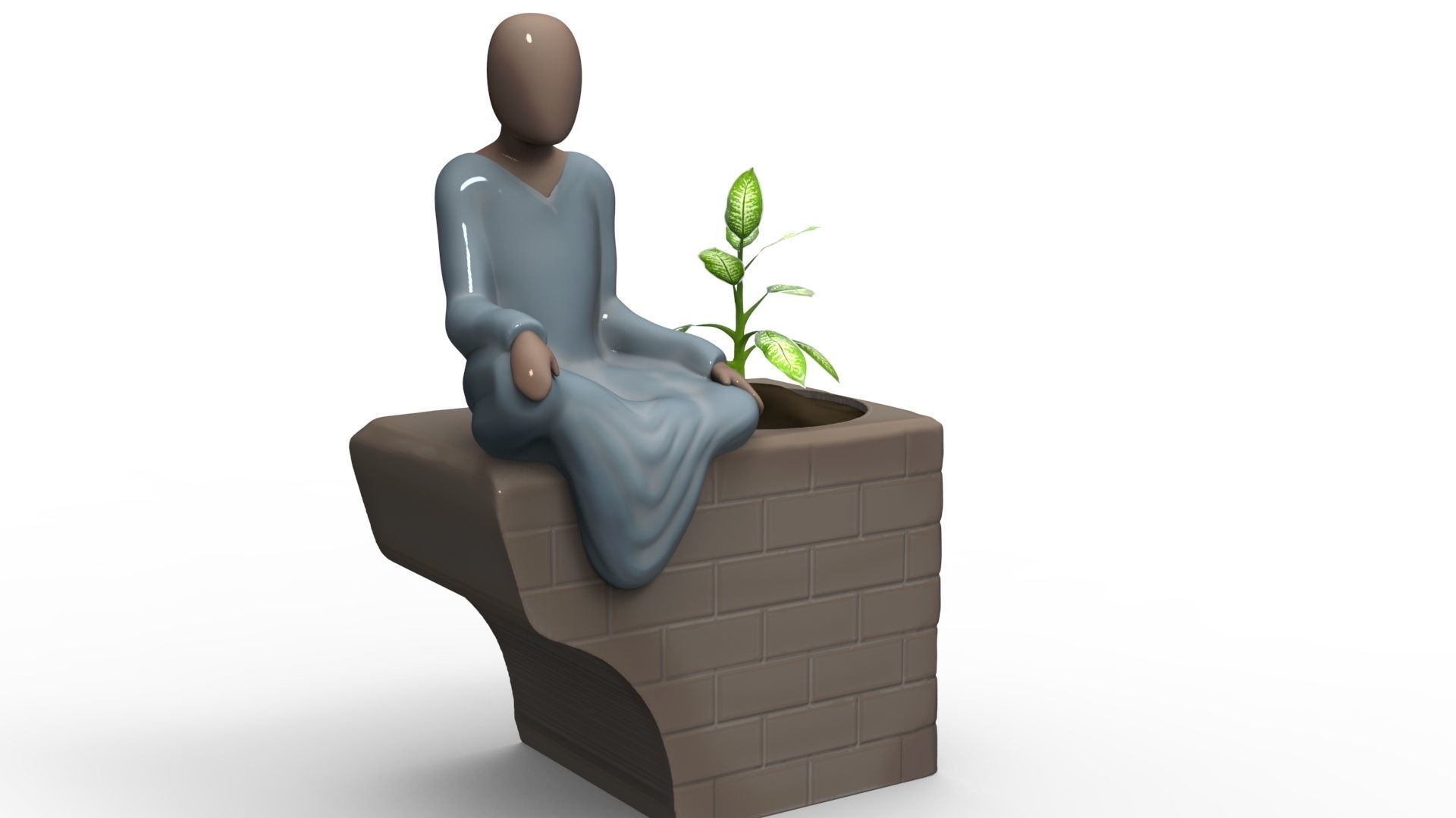 Suculent pot human meditating 2-4 for 3D print 3D print model_4