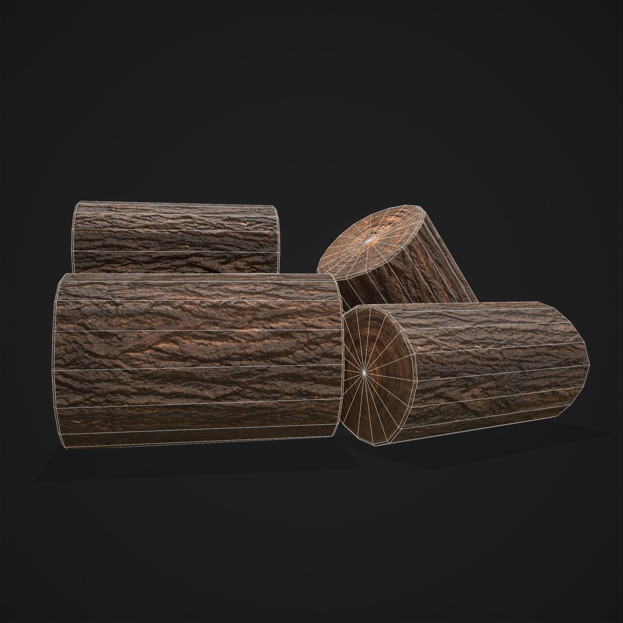 Wood Log Saw Horse Low-poly 3D model_16