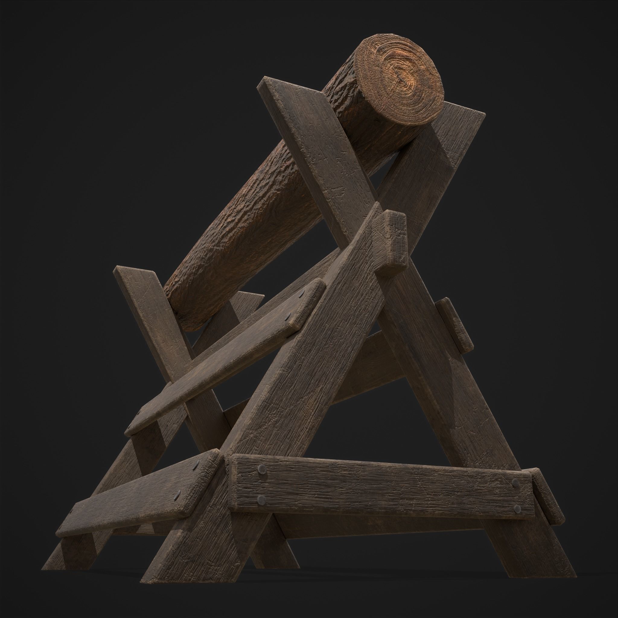 Wood Log Saw Horse Low-poly 3D model_31