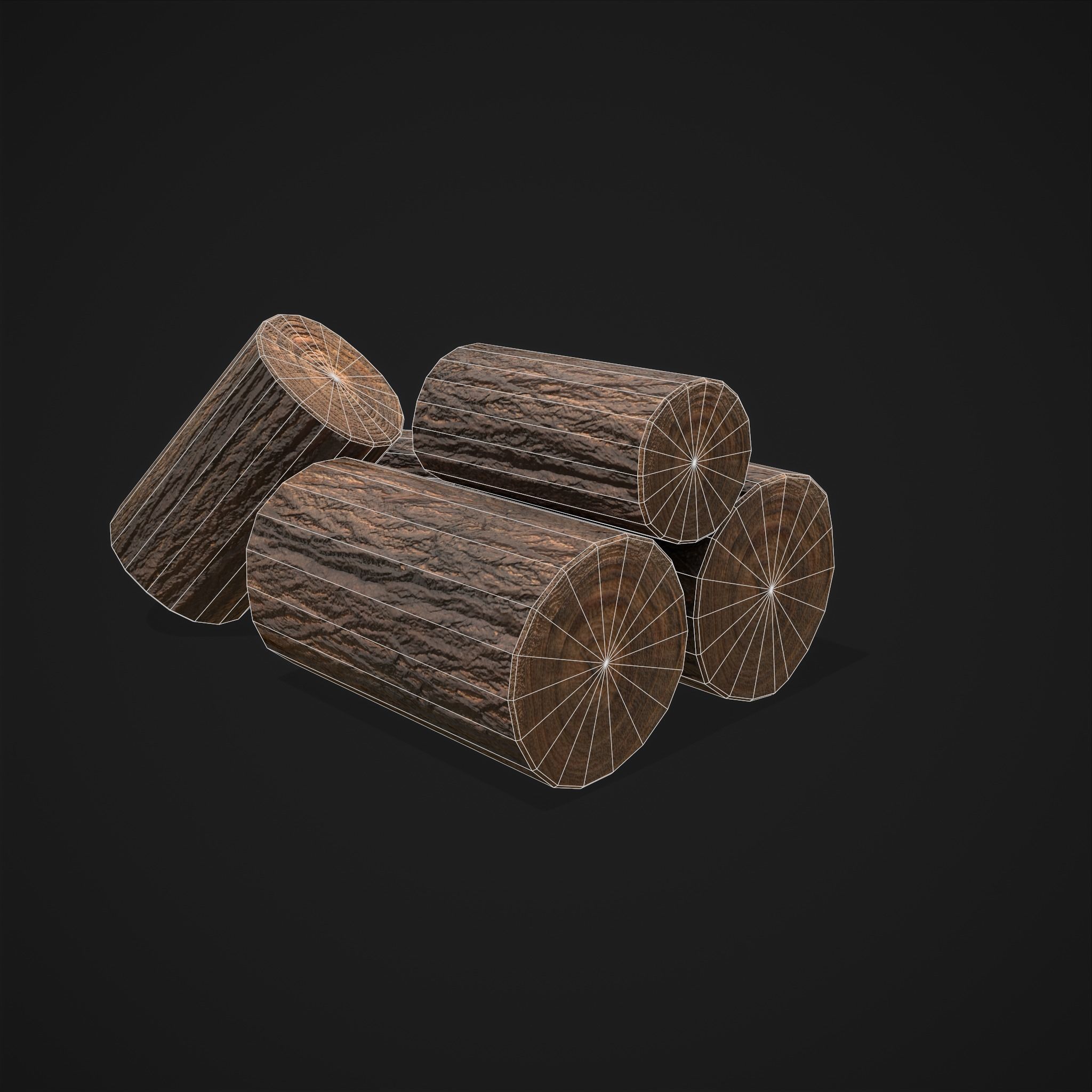 Wood Log Saw Horse Low-poly 3D model_14