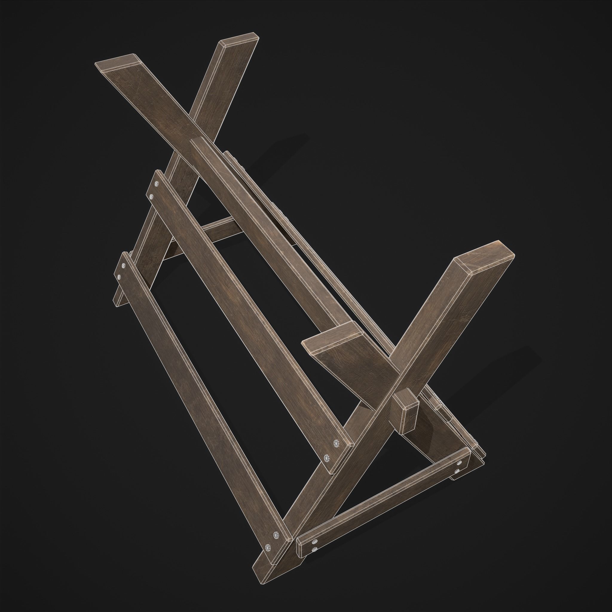 Wood Log Saw Horse Low-poly 3D model_24