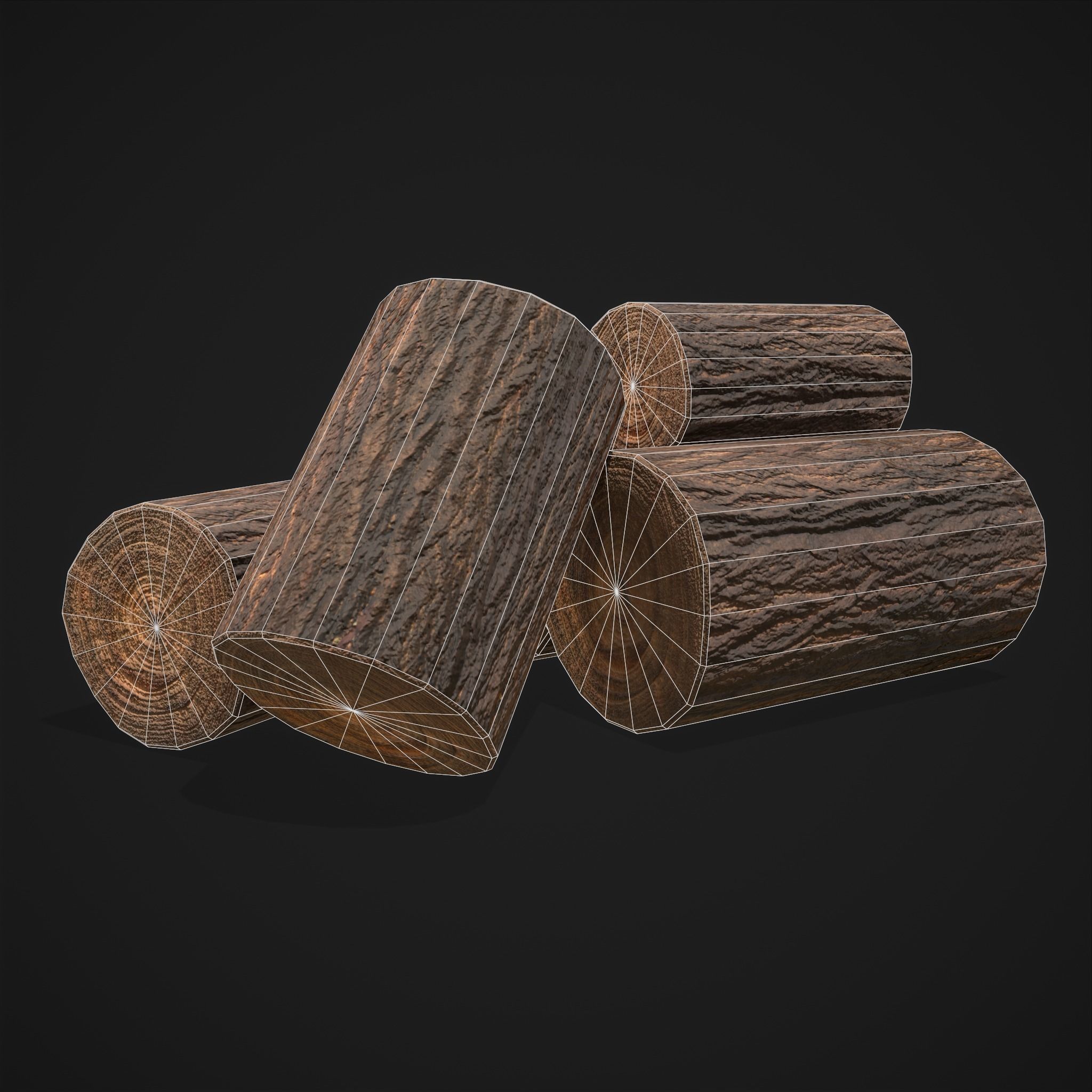Wood Log Saw Horse Low-poly 3D model_18